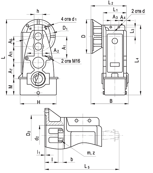 Редуктор крановый вертикальный трехступенчатый типа В-100(ф) - В-160(ф)